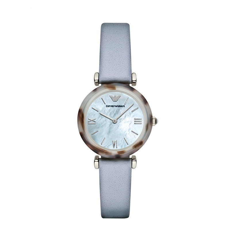 Emporio Armani阿玛尼圆形皮革带女表 小巧复古石英腕表AR11002