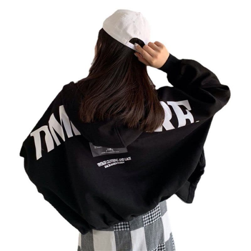 秋冬新款加绒连帽卫衣女宽松bf学院风拉链学生开衫长袖外套潮图片