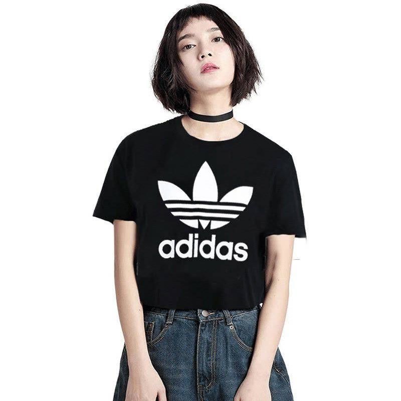 阿迪达斯三叶草短袖女旗舰2021新款运动宽松休闲T恤潮GN2896图片