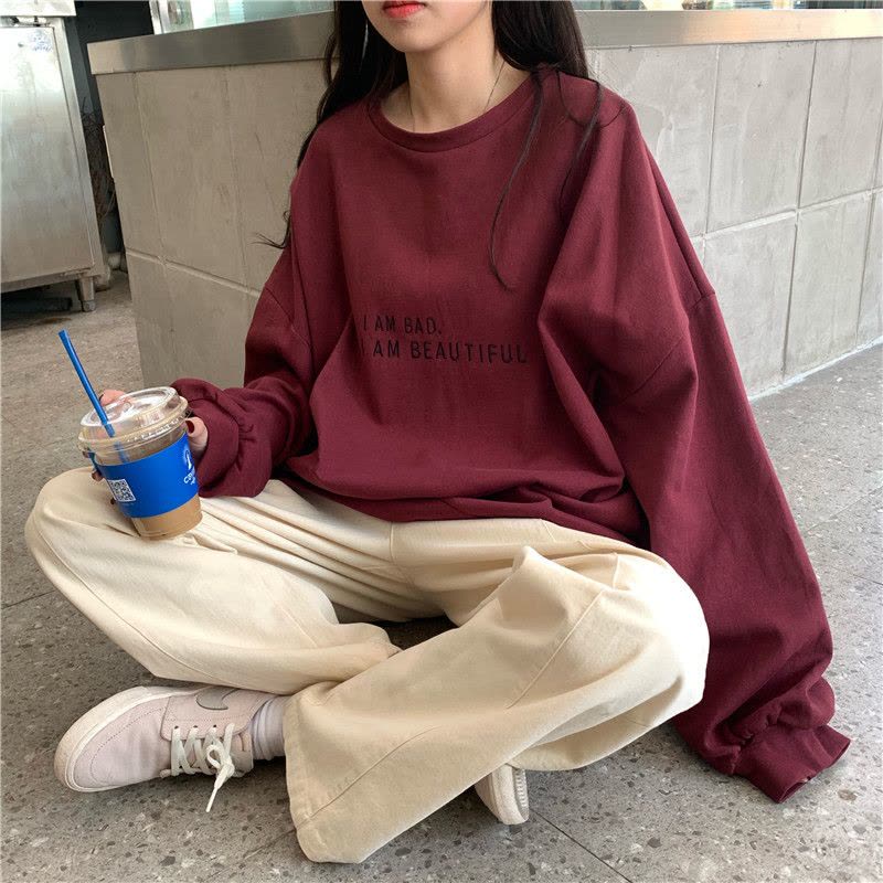 秋冬宽松韩国女装薄款情侣装打底衫女卫衣女学生上衣女装图片