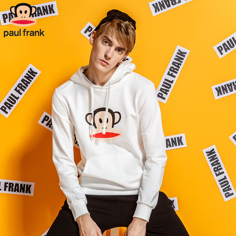 Paul Frank/大嘴猴经典简约男装秋套头抽绳卫衣连帽宽松外套