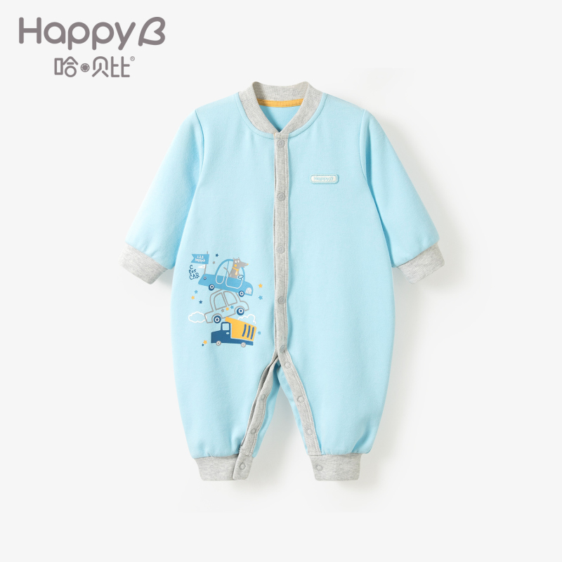 哈贝比（happyB）婴儿连体衣宝宝秋季爬服纯棉柔软衣服新生儿透气秋装哈衣