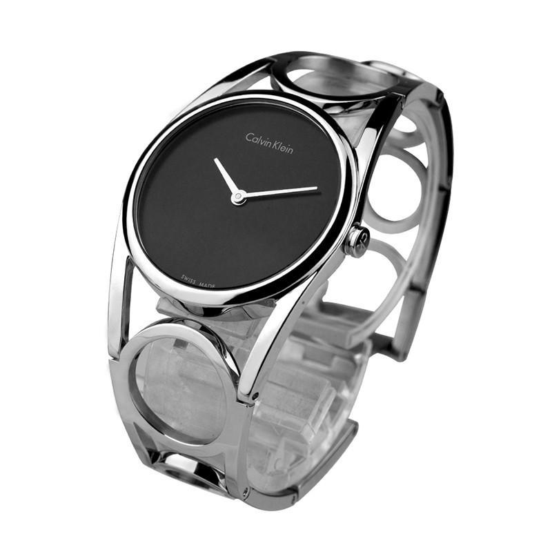 calvinklein镂空手镯式钢带女士手表石英表k5u2s141