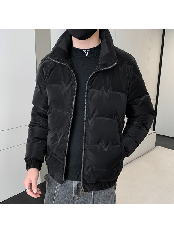 冬装新款羽绒服男立领潮流纯色百搭青年羽绒服帅气保暖面包服外套