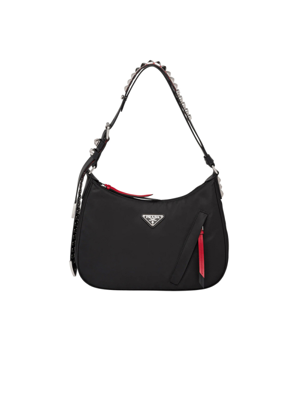 【预定】20春夏款PRADA Black Nylon Hobo手袋 30*18*6.5CM