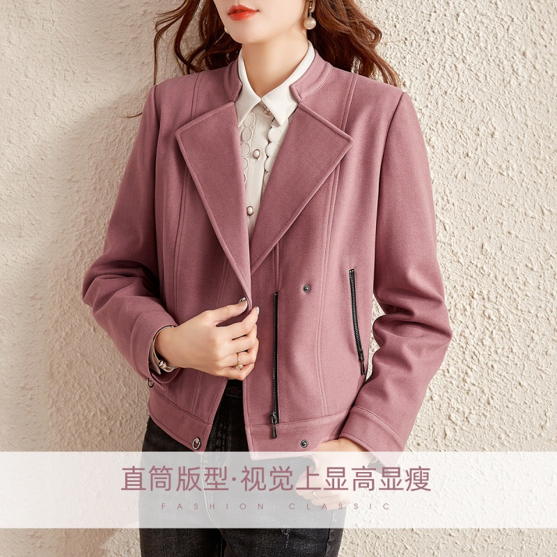 OUNIXUE欧昵雪 | [简约立领毛呢短外套]秋冬季酷帅拉链夹克显瘦呢子上衣女