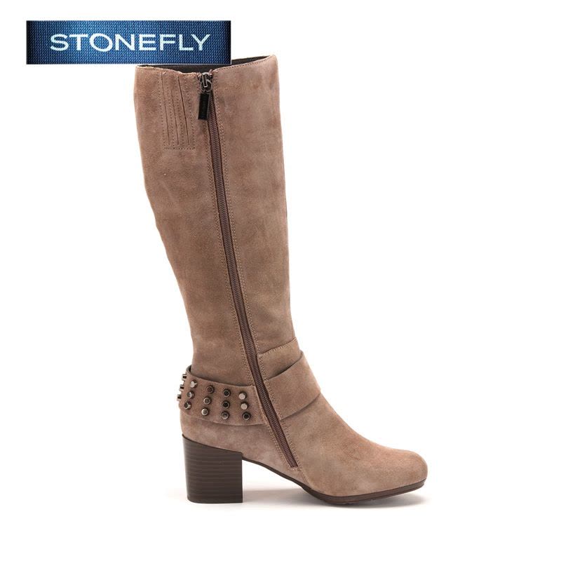 斯通富来STONEFLY冬季牛皮革皮带扣高跟休闲长靴女鞋SD44117074图片
