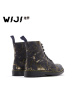 WIJI维界秋季2018新款欧美马丁靴女鞋ins潮搭短靴拼色混搭街头风