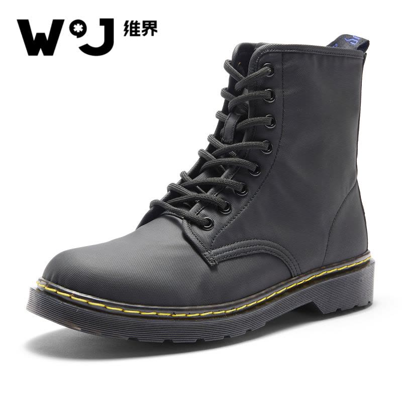 维界秋季新品英伦时尚马丁休闲靴男士韩版潮厚底增高工装帆布鞋男图片