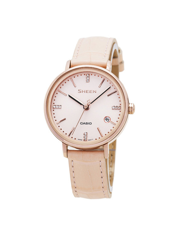 casio卡西欧石英表女sheen系列日韩品牌休闲时尚简约皮带女士腕表she