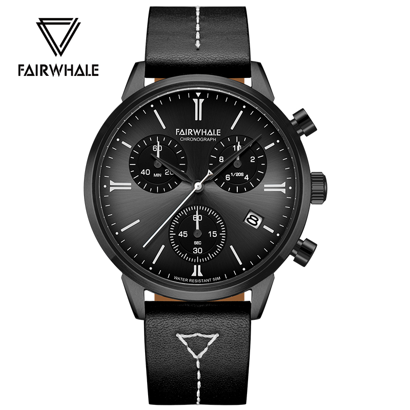 马克华菲fairwhale手表多功能三眼炫酷表盘石英表时尚运动防水夜光