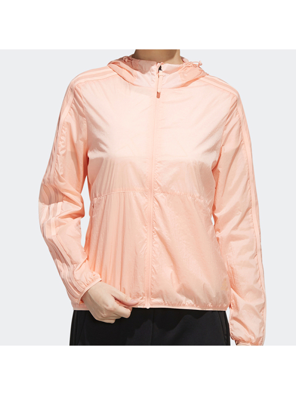 Adidas防风衣阿迪达斯外套女2020粉色上衣梭织运动夹克EH3910