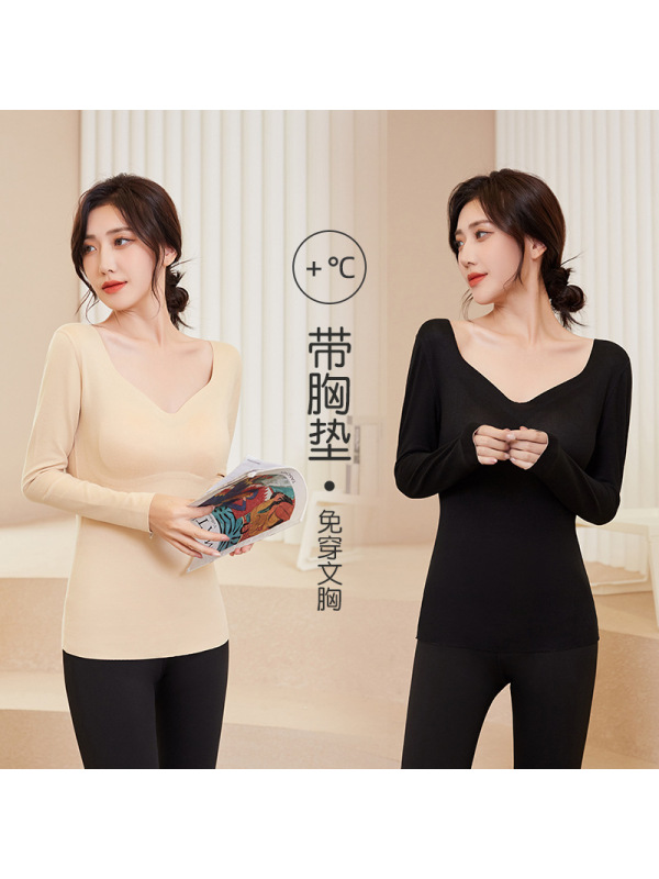 Brookings女士德绒保暖打底衫 带胸垫内穿抗起球上衣 海鸥领保暖