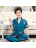 睡衣女夏天短袖长裤翻领开衫套装中老年人棉质宽松大码夏季家居服