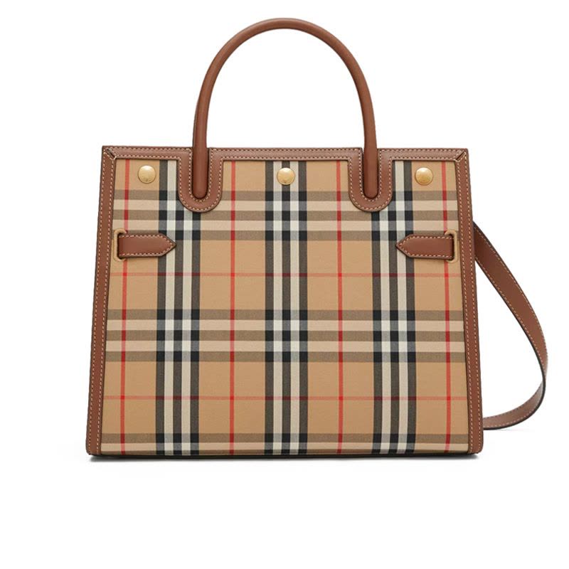 预售 BURBERRY Title - 小号 Vintage 格纹双提柄泰尔勒手袋图片