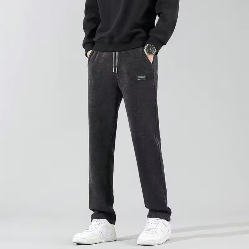 秋冬男裤垂感卫裤男士直筒型竖条纹大码灯芯绒加厚休闲裤图片