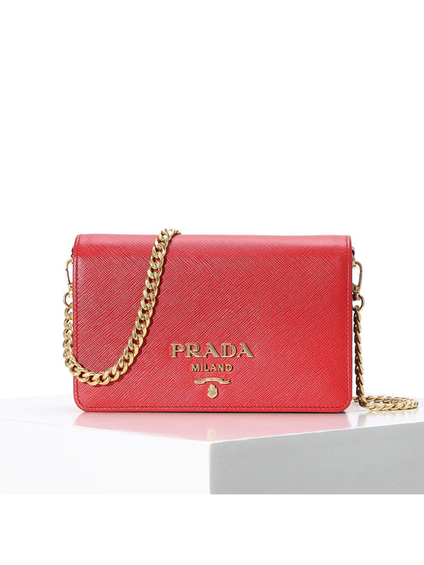 预订PRADA 链条单肩包 1BP006 COW 金属字母标18*12*4.5CM