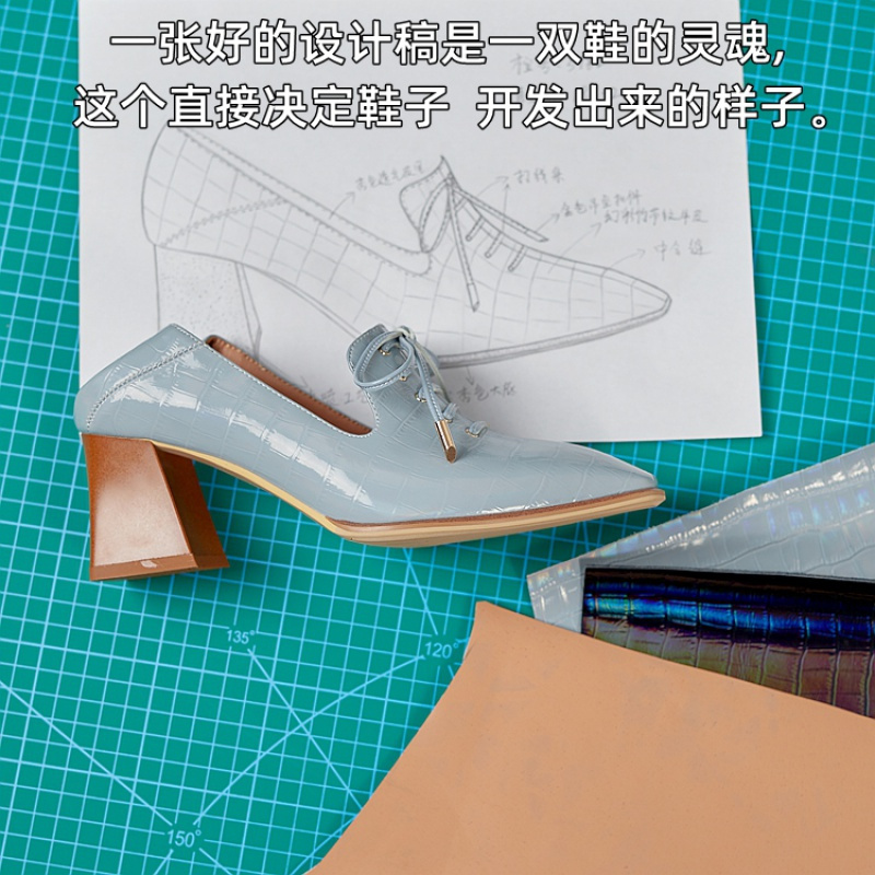 格瑞迪欧牛皮 新款单鞋女粗跟英伦风2020春季方头配裙子的鞋子女真皮系带高跟鞋182-2