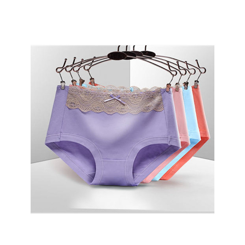 品彩(pincai)【一条装】莫代尔蕾丝边中腰女士三角裤 性感蝴蝶结收腹