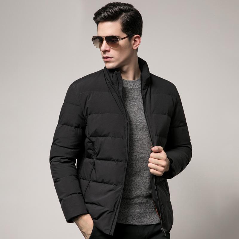 七匹狼羽绒服 男装短装薄羽绒服白鸭绒立领休闲外套男装