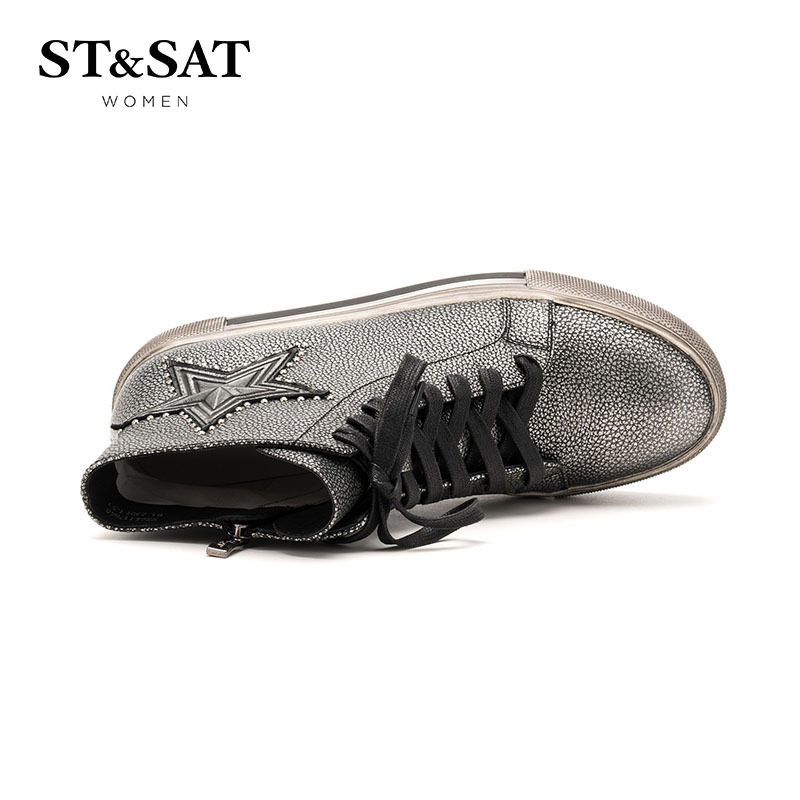 St&Sat/星期六冬牛皮厚底马丁靴女英伦风短靴女靴SS64117648