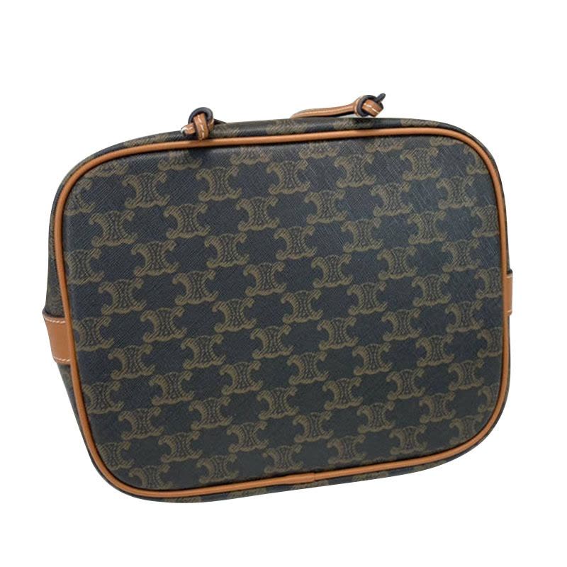 【预定】CELINE Triomphe帆布中号抽绳包 涂层帆布/牛皮革 24*27*19CM图片