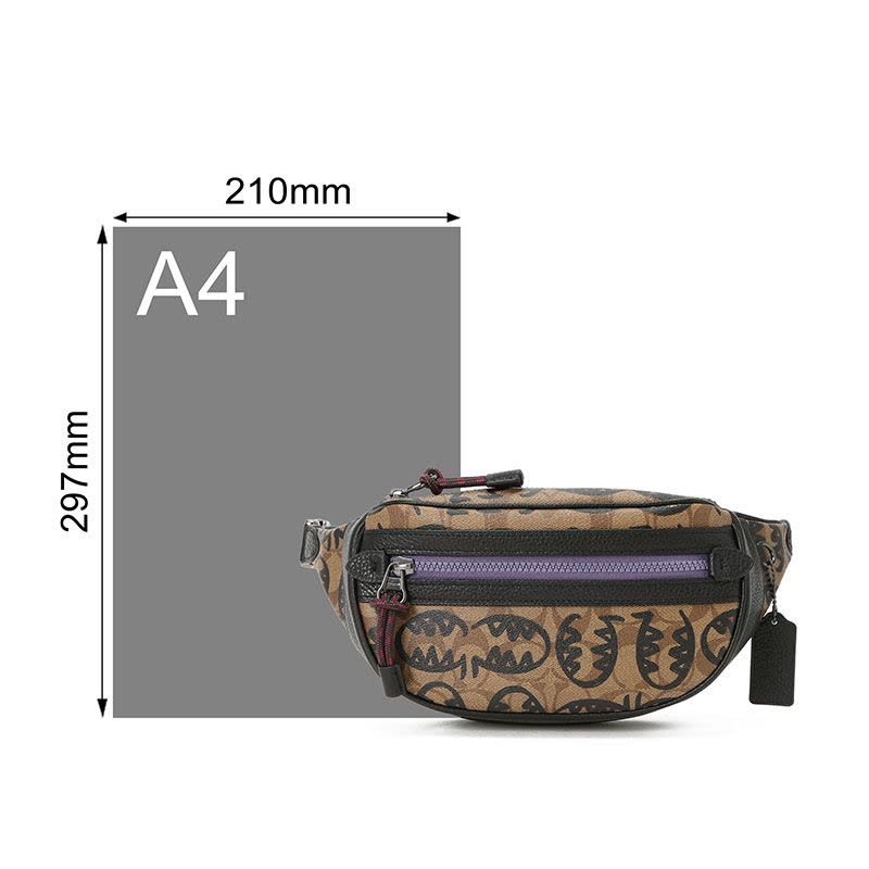 COACH 蔻驰 涂鸦 腰包 胸包 斜挎包女士单肩包 涂鸦织物F1507银扣图片