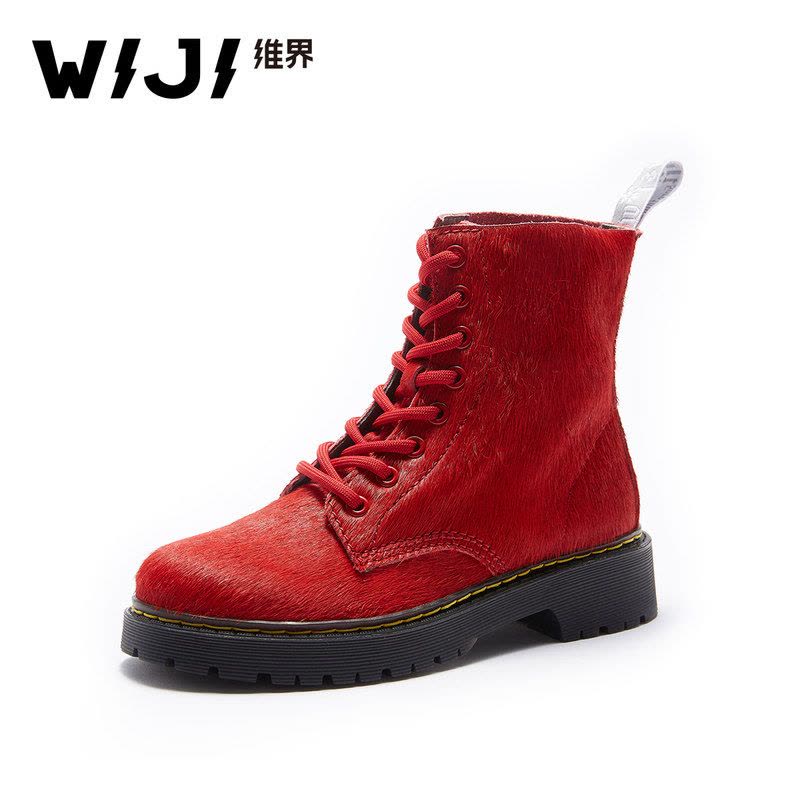 WIJI冬季新款时尚休闲个性高帮女鞋纯色青春气质透气魅力马丁靴女图片
