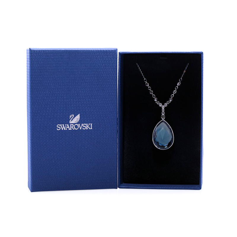 swarovski施华洛世奇墨蓝色水滴水晶项链坠链人造水晶送恋人10626661