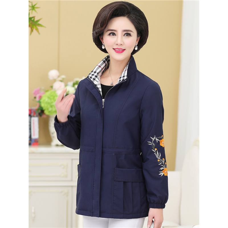 媛宿(YuanSu)中老年女装40岁50大码短款薄外套2019春装新款妈妈装夹克卫衣潮服6850