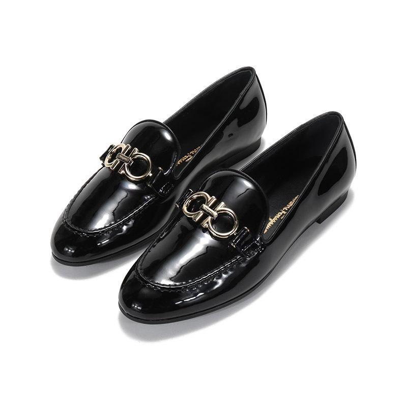 Ferragamo 菲拉格慕 女士 TRIFOGLIO系列皮革GANCINI莫卡辛鞋单鞋平底鞋0727758