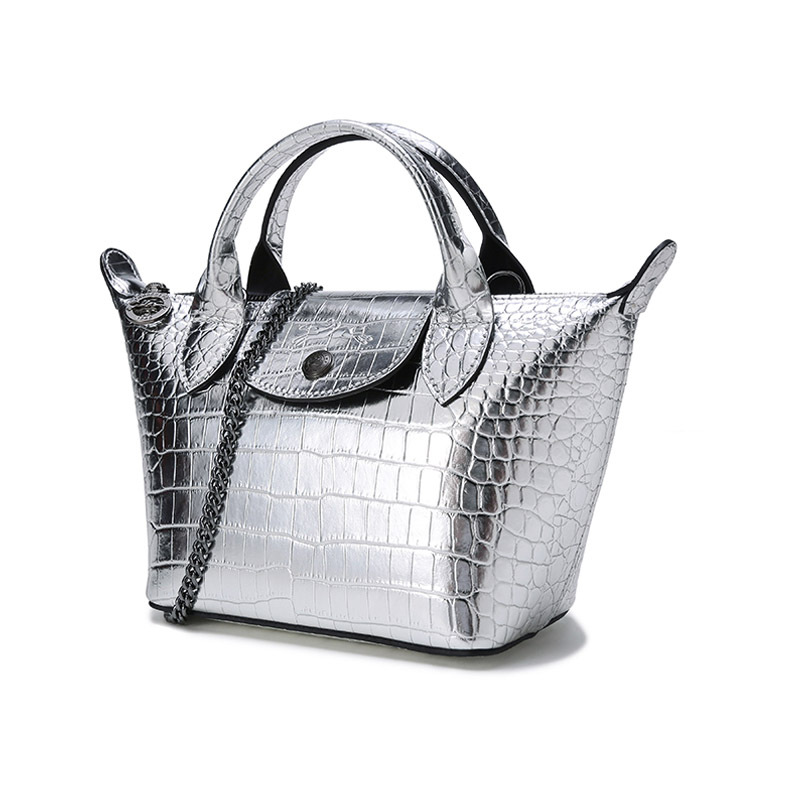 珑骧longchamp女士鳄鱼纹牛皮小号手提单肩斜挎包链条包饺子包1500hym