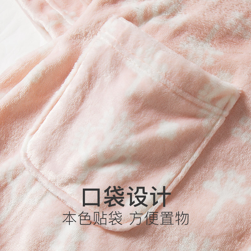 爱帝秋冬新品女睡袍珊瑚绒睡衣加绒中厚保暖法兰绒性感睡裙