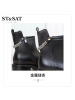 St&Sat/星期六冬新款简约侧拉链圆头方跟短靴女SS03116117