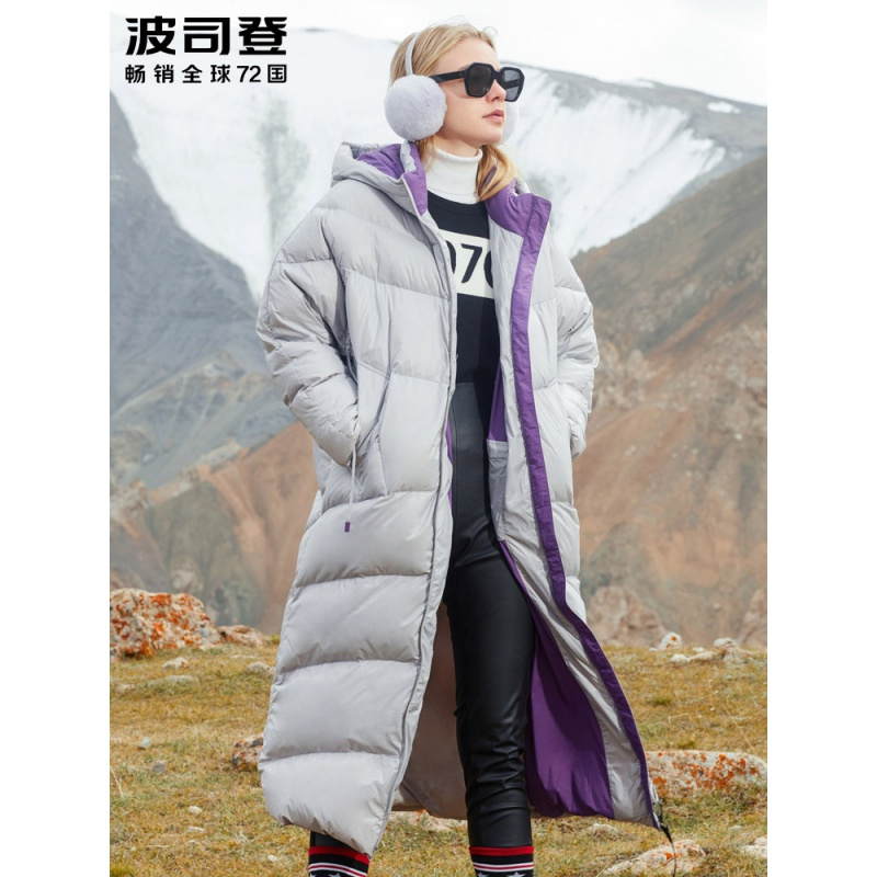 波司登鹅绒长款羽绒服女长过膝新款连帽宽松厚外套