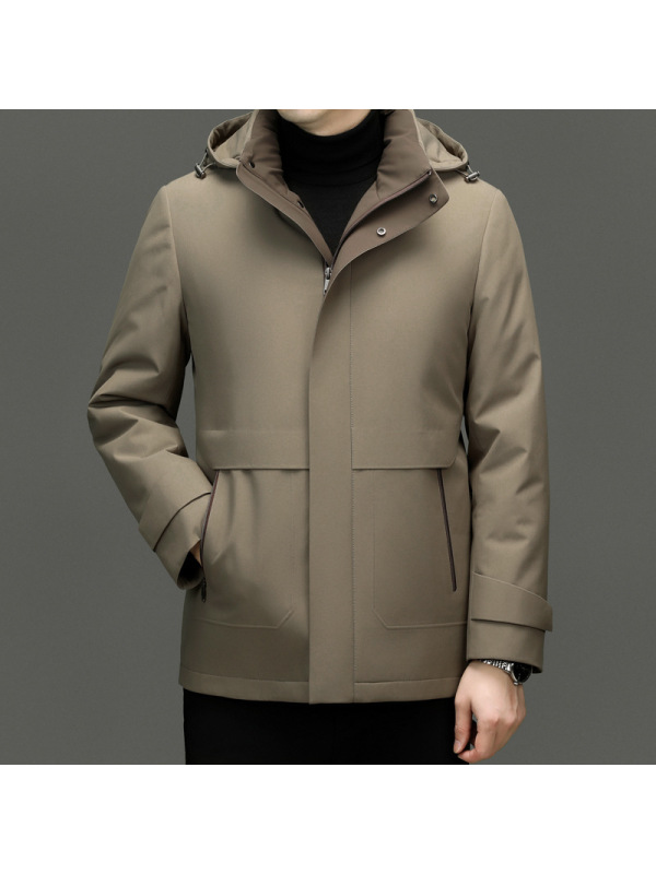 活里活面中老年商务休闲中长款羽绒服冬季新款男士爸爸装羽绒外套