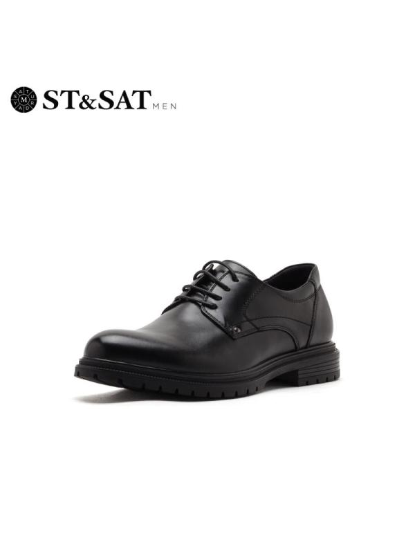 星期六(ST&SAT)秋季新款系带平底休闲皮鞋男士SS93120201
