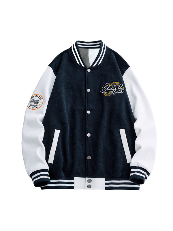 春秋季男士棒球服美式潮流宽松休闲保暖绣花字母立领外套