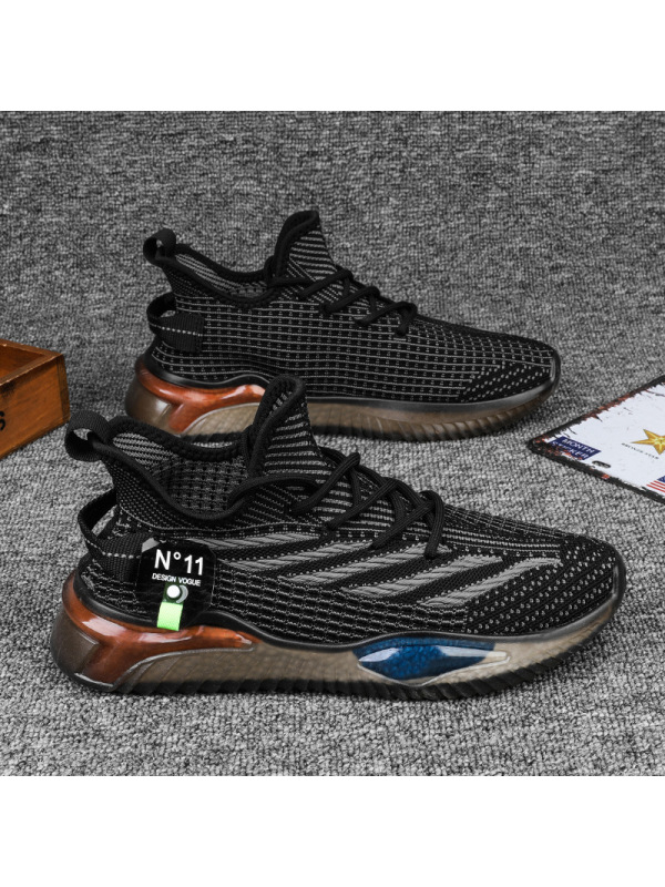 Ceba2022春季新款飞织椰子鞋透明底休闲运动鞋网面透气跑步鞋潮男鞋