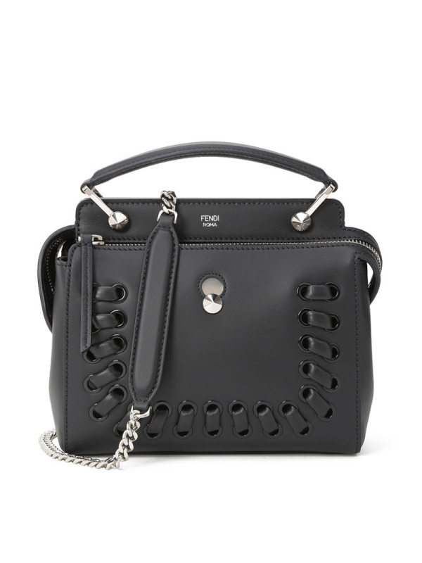 FENDI/芬迪 女包DOT COM编织装饰小号链条手拎斜挎包 8BN299 23x16x11CM