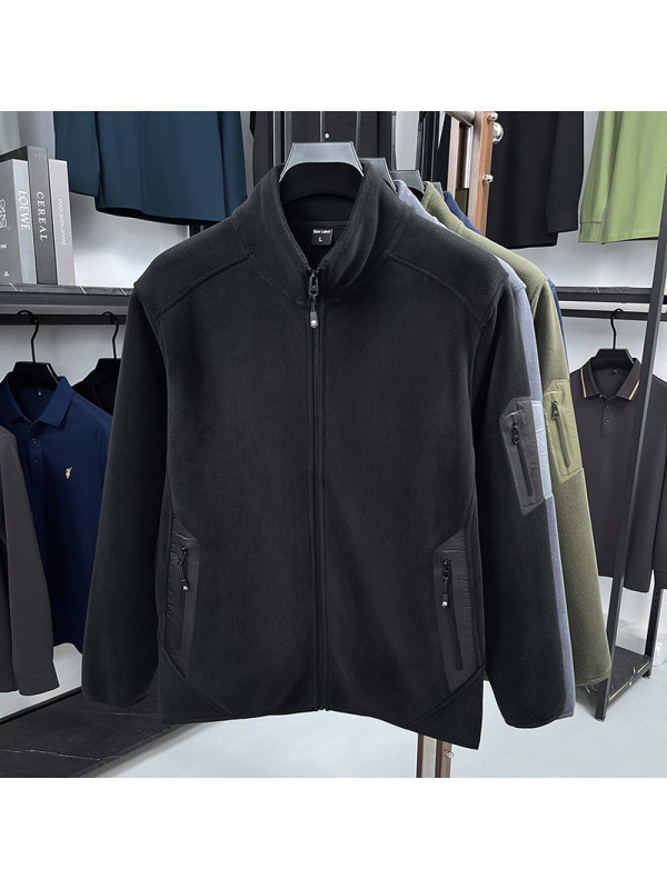 户外休闲抓绒衣男士外套秋冬季新款加厚立领拉链保暖奥粒绒卫衣男