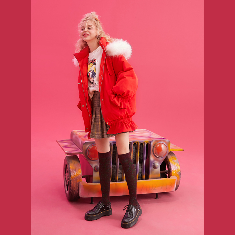 【小樱联名】妖精的口袋中长款羽绒服2019冬季新款女韩版时尚外套