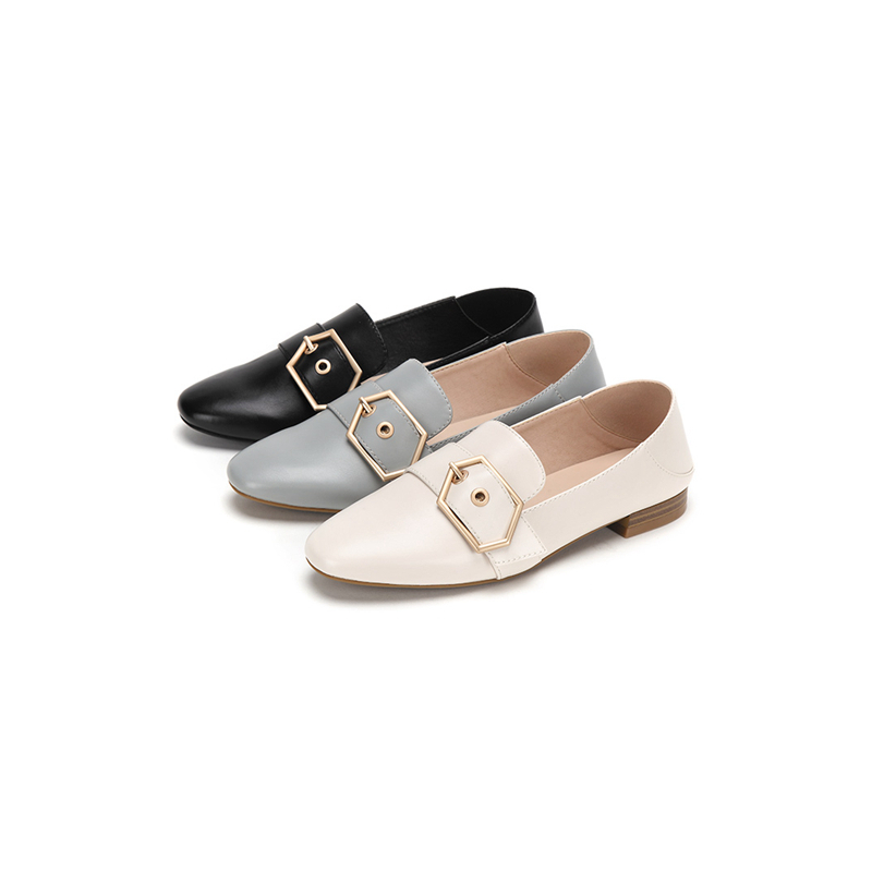 达芙妮杜拉拉平底鞋春秋新款乐福鞋百搭脚踩方头女单鞋