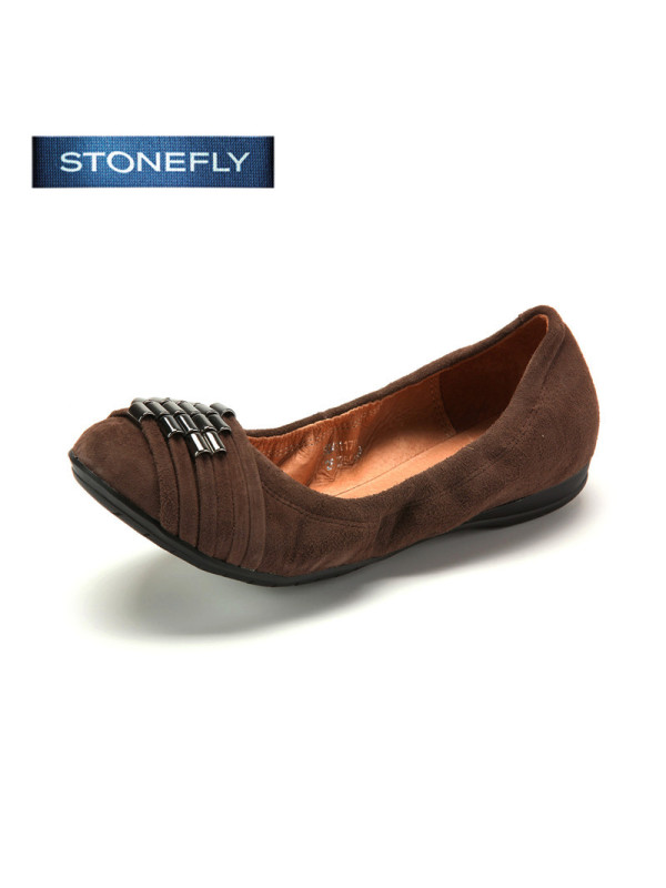 斯通富来STONEFLY羊皮圆头低跟套脚金属浅口女鞋SD43117023