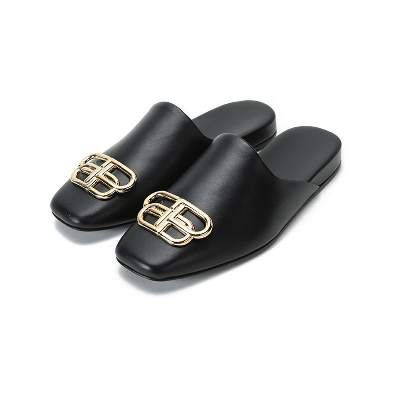 BALENCIAGA 巴黎世家 女士皮革方头平底拖鞋穆勒鞋 590935 WA72I
