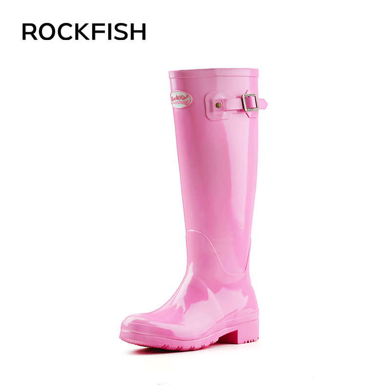 Rockfish英国春夏威灵顿高筒舒适雨鞋女 防滑水鞋女天然橡胶雨靴