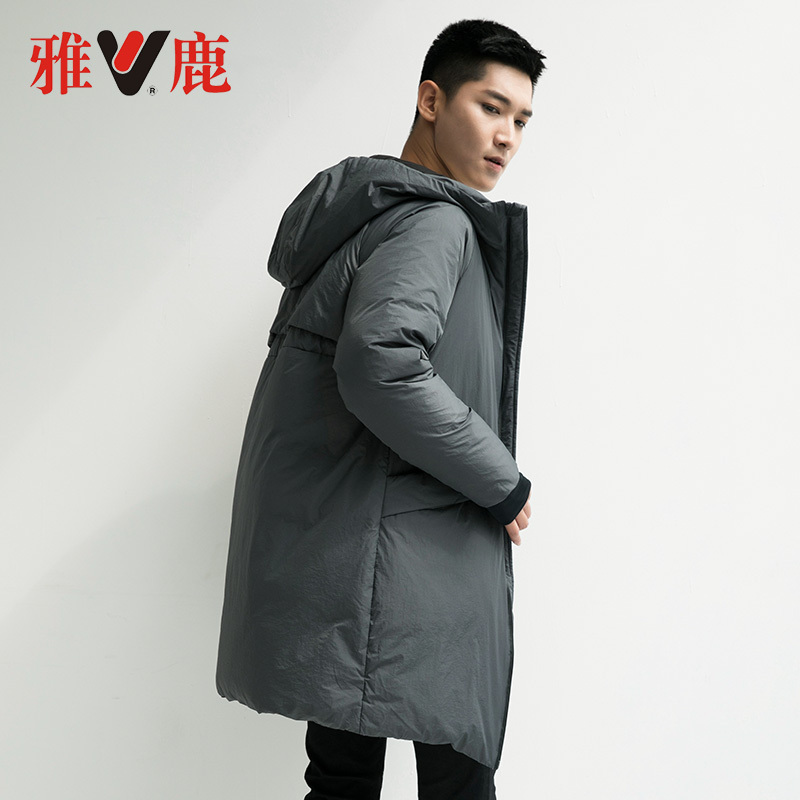 yaloo/雅鹿羽绒服男 中长款韩版加厚青年连帽休闲大码外套潮