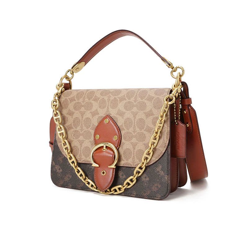 COACH 蔻驰 BEAT口盖包 女士斜挎包 马车印花拼老花金扣C2418图片