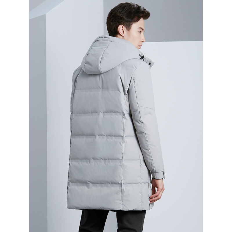 雅鹿羽绒服男士中长款商务连帽2019新款反季休闲加厚保暖外套男d