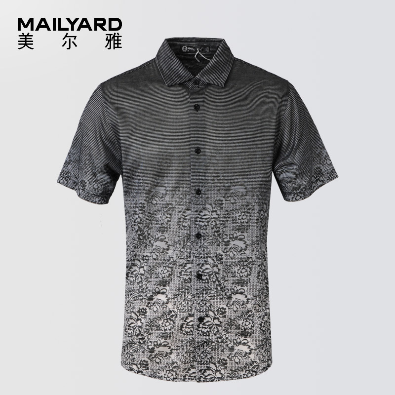 美尔雅（MAILYARD）短袖T恤 纯棉男式衬衫领T恤 男士开衫T恤 071